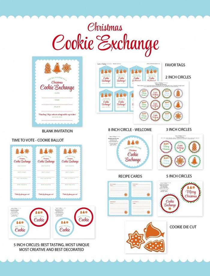 Free Printable set For A Holiday Cookie Exchange