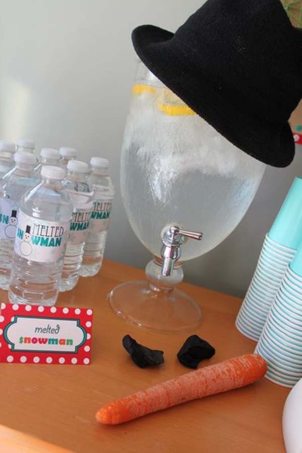 Melted snowman drink station