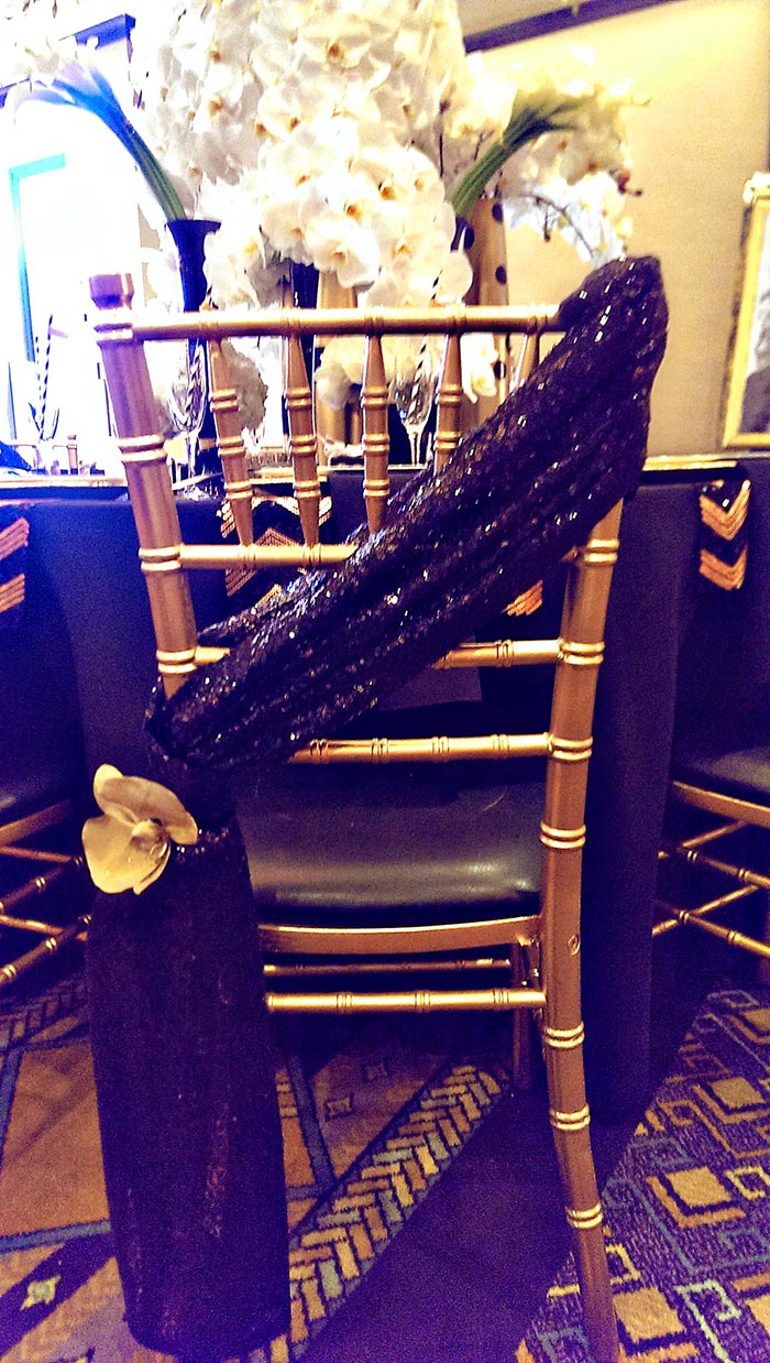 Black sequin chair sash