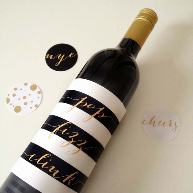 Black, white and gold stiped label!