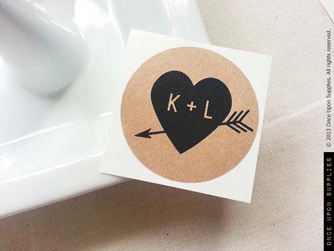 Cute Rustic Heart Favor stickers
