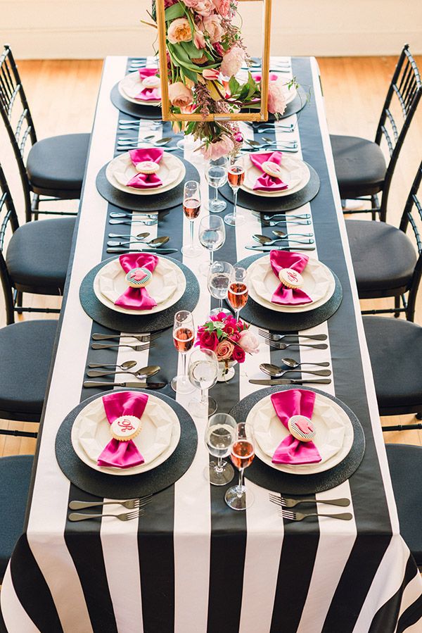 Lovely Black and white striped tablescape