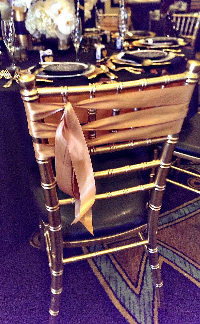 Ribbon Tied Gold Chair details, love this!