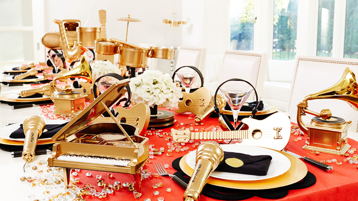 Grammy awards party tablescape