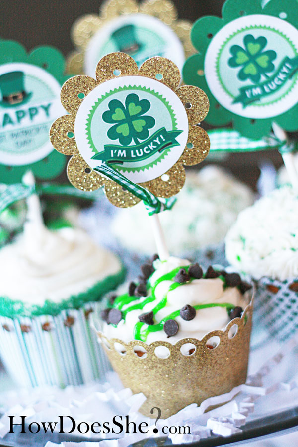 Lucky St. Patricks Day Cupcake Topper
