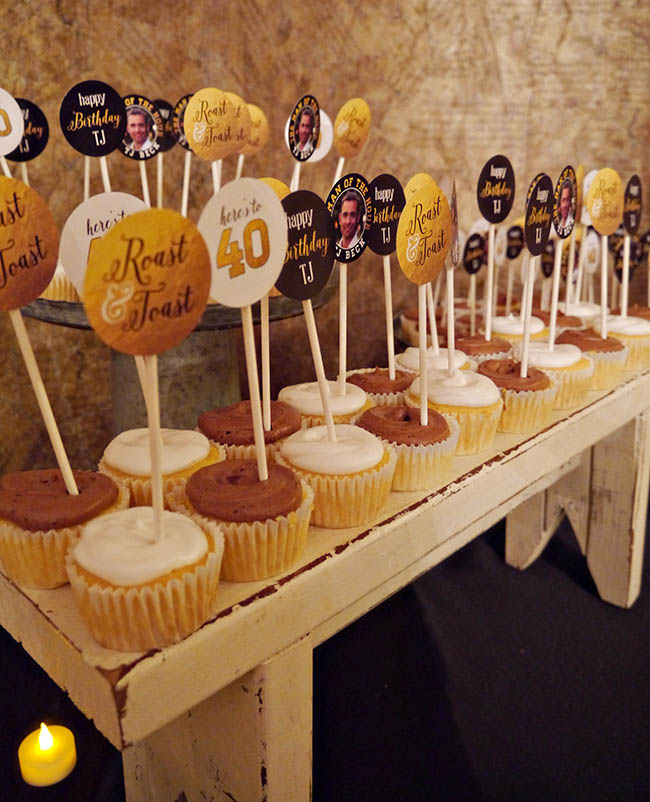 40th Birthday Roast & Toast Cupcakes
