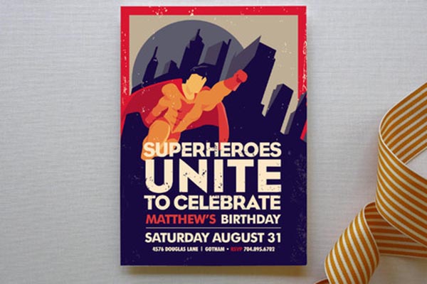 Adorable Vintage Superhero Party Invitation
