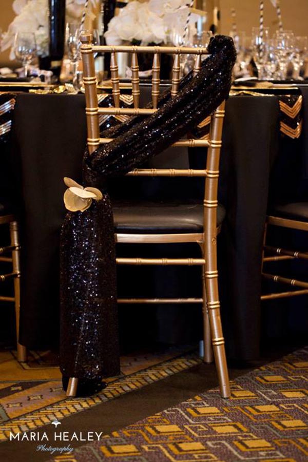 Black and Gold Beautiful Chair Tie
