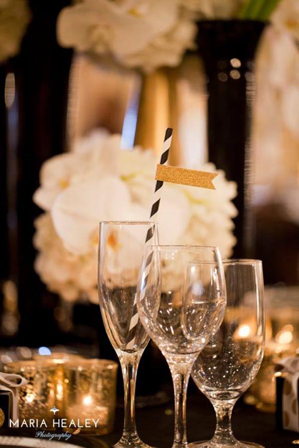 Cute black and gold straws