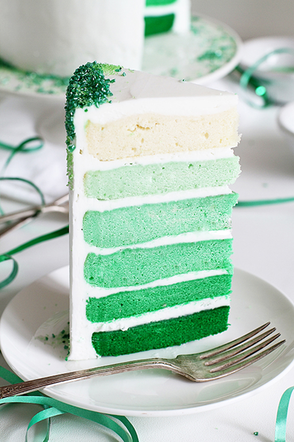 Fabulous green Ombre cake that is perfect for St. Patrick's Day!