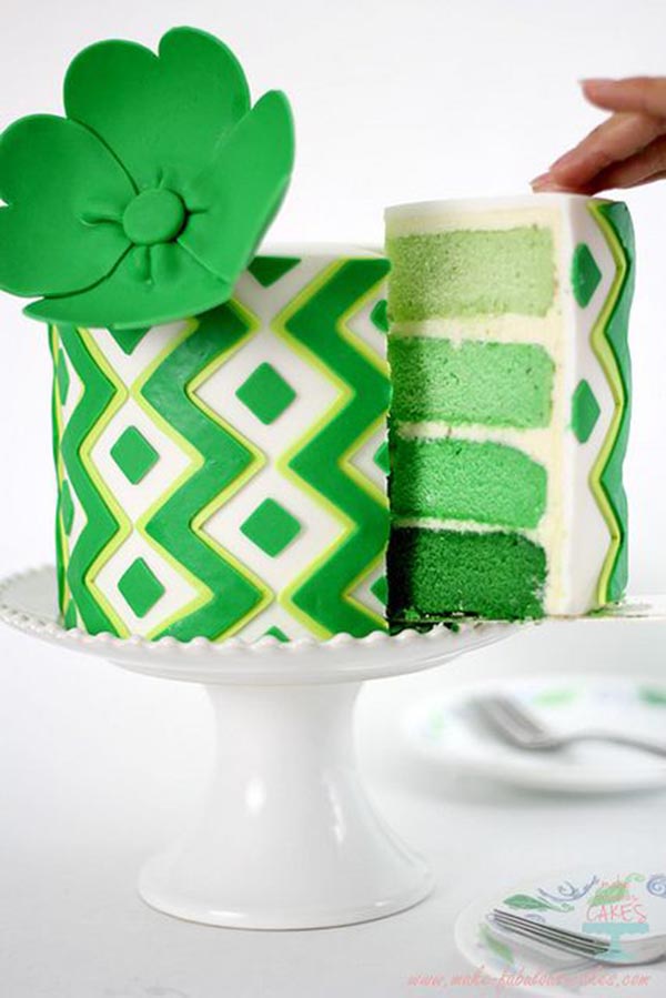 Green Ombre St. patrick's Day Cake