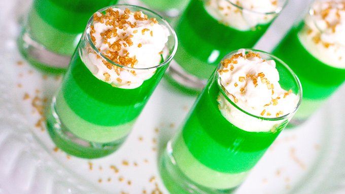Green Ombre jello parfaits St. Patrick's Day