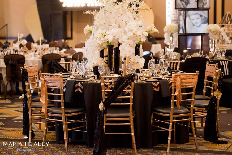 Modern And Elegant black and gold tablescape!