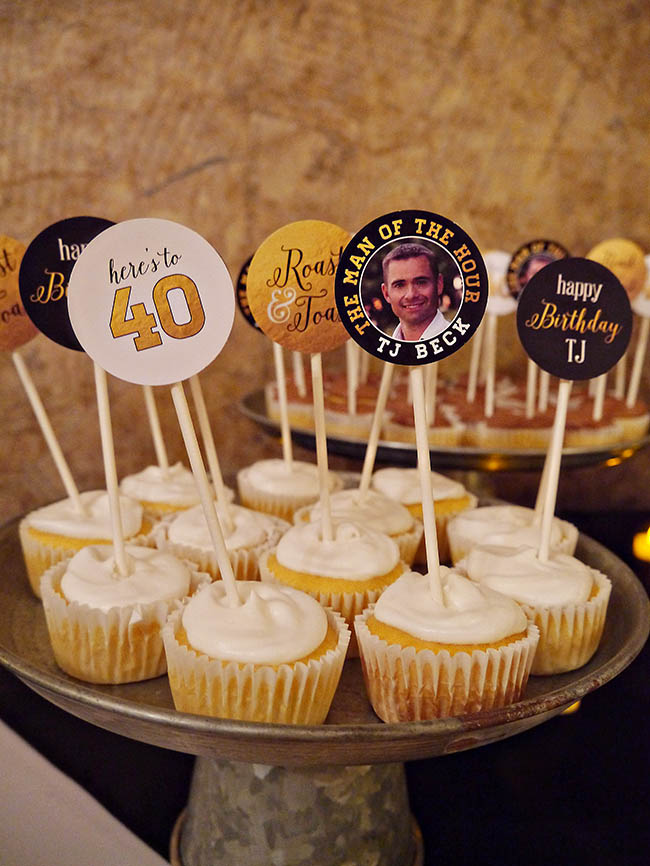Roast and toast 40th birthday cupcakes