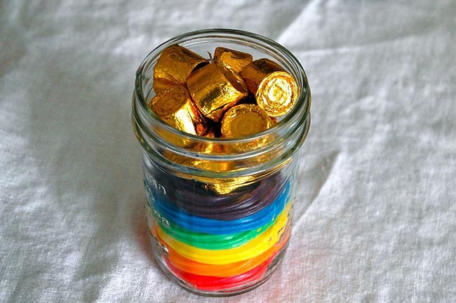 rainbow licorice jar treats for St. Patrick's Day