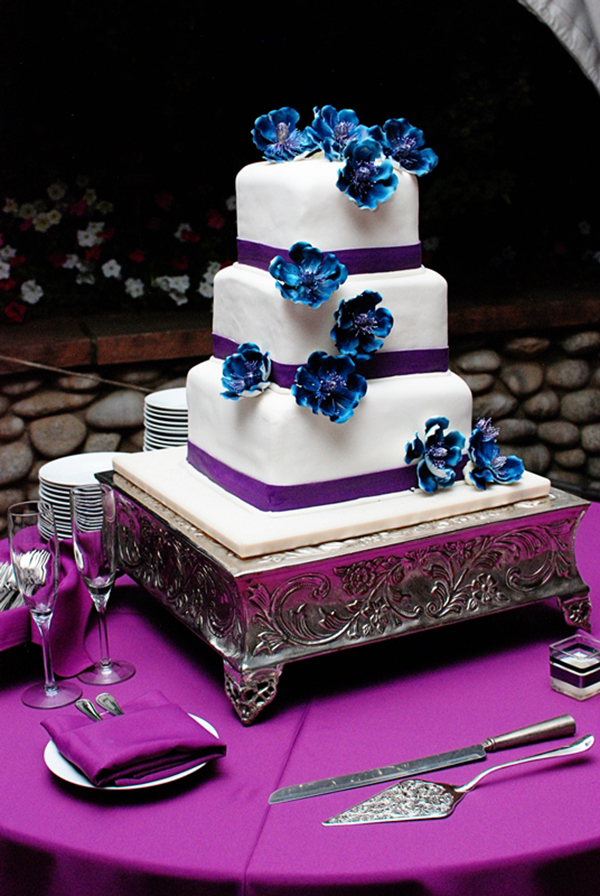 Purple And Blue Wedding Cake