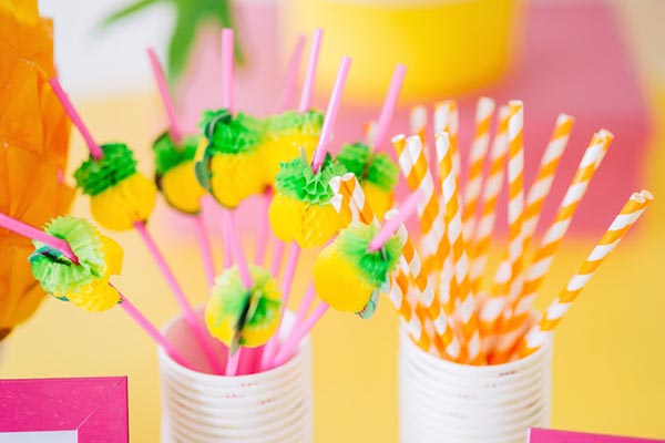 Cute little pineapple straws!
