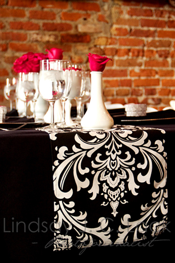Love These Milk Glass Centerpieces And Damask Runner