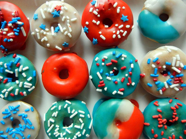 Red white and blue donuts