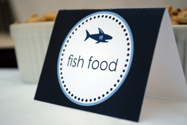 Shark Party Food Tents- Love these!