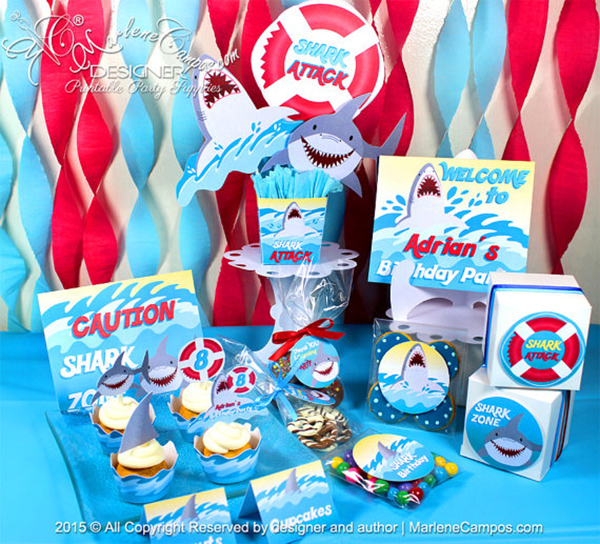 Super Cute Shark Party printable set!