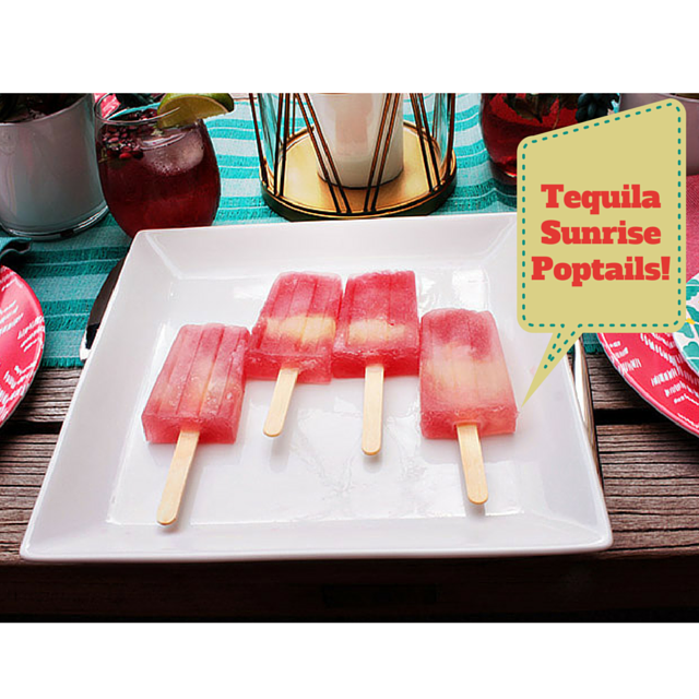 Tequila Sunrise Poptails! Get the recipe! -B. Lovely Events