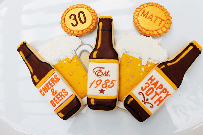Beer Cookies- They Were perfect for this 30th birthday beer bash