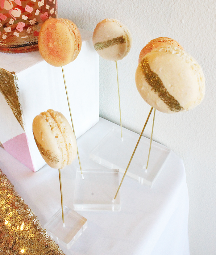 Cute Display Of Gold Glitter Macaroons