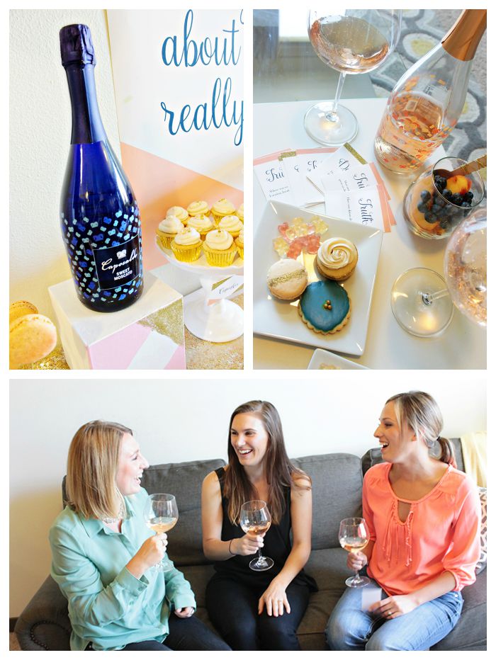 Pretty Peach Navy And Gold Girls Night In-Perfectly paid with Caposaldo Sparkling Moscatos!!