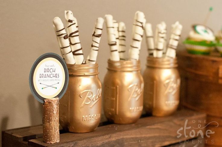 Love this idea of birch stick treats for a woodland party