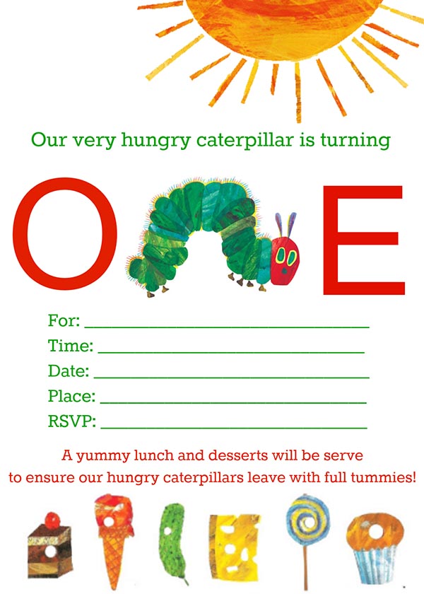 Very Hungry Caterpillar Invitation Free Printable
