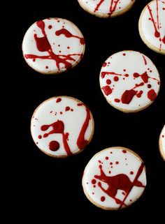 Blood spatter cookies for a Vampire Hallowene Party!
