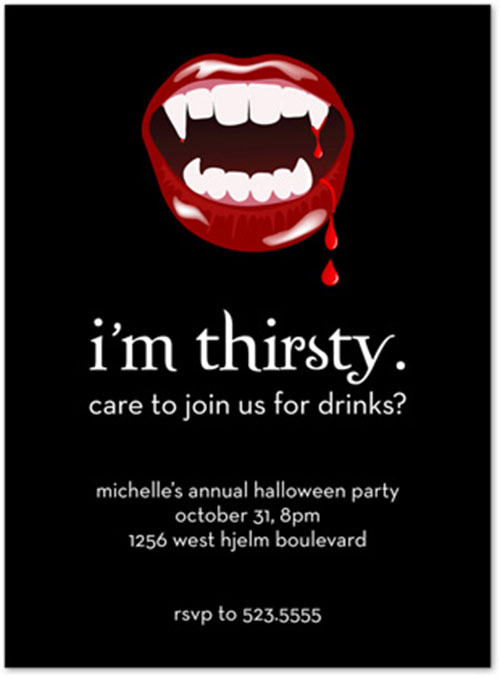 Cute Vampire Halloween Party Invitations