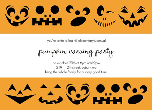 Fun Pumpkin carving Halloween Invitation