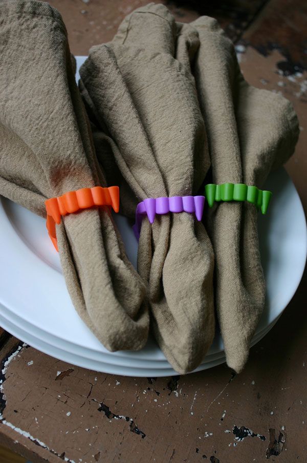 Fun colorful fang napkin ring holders