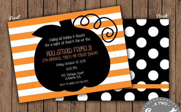 Modern Striped Halloween Pumpkin Invitation!