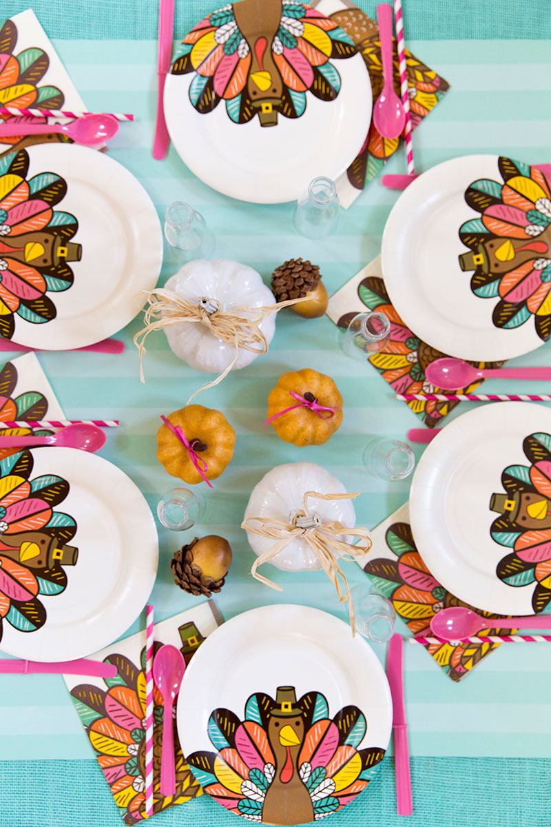 Bright and colorful Kids Thanksgiving Table