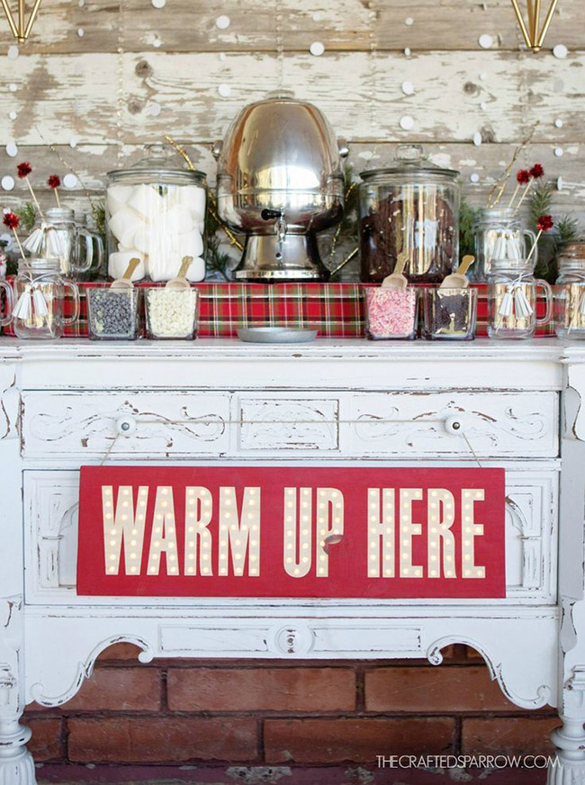 Lovely Hot Cocoa bar set up! Live the plaid!