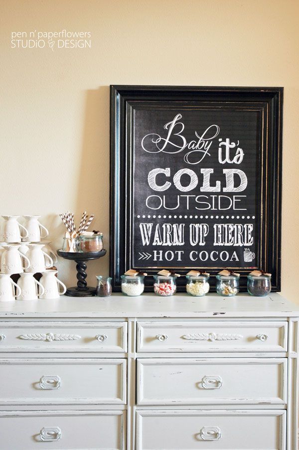 Lovely Hot Cocoa bar sign and set up!