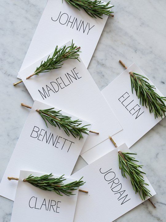 Lovely rosemary place cards for Thanksgiving
