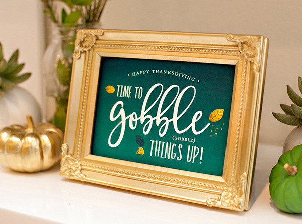 Modern Gold and green thanksgiving free printables