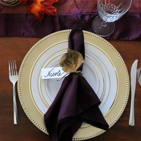 Pretty Gold leaf thanksgiving place cards