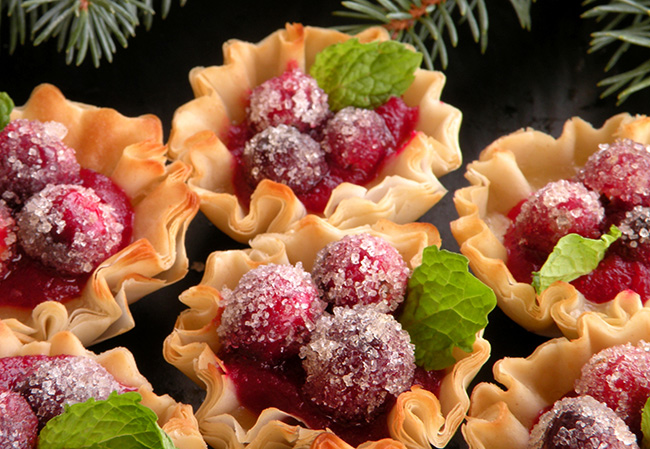 Sugared Cranberry tartelettes For Thanksgiving