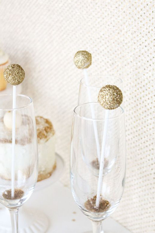 Gold Sparkle Ball Drink Stirrers- Great For A Gold Drink Touch!