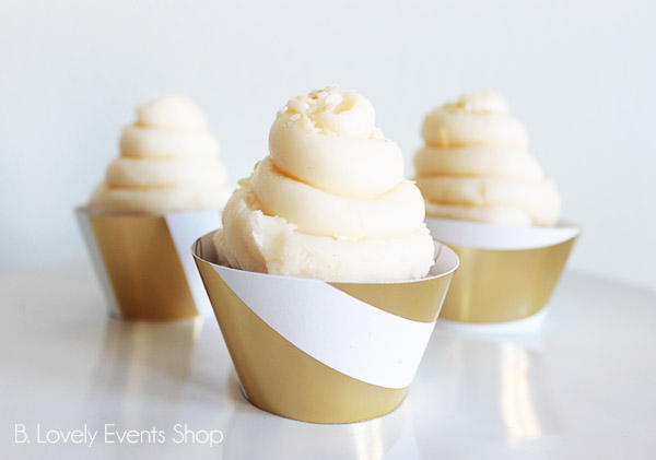 Large Gold Stripe Cupcake Wrappers- B. Lovely Events