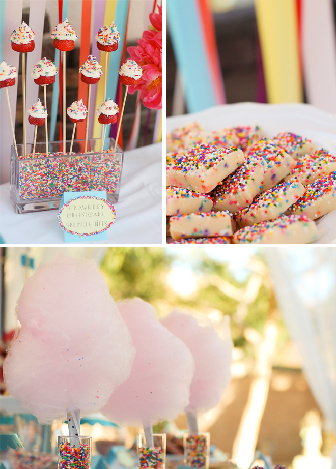 Lovely Sprinkle Party Decorations- Love filling vases with sprinkles, so fun!