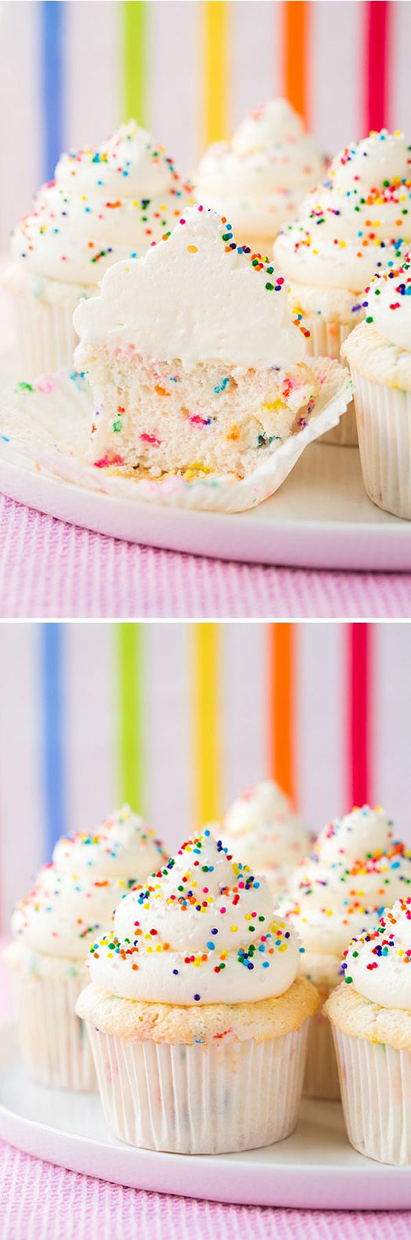 Rainbow Sprinkle Cupcakes- Fun! See More Ideas for Rainbow Sprinkle Treats On B. Lovely Events