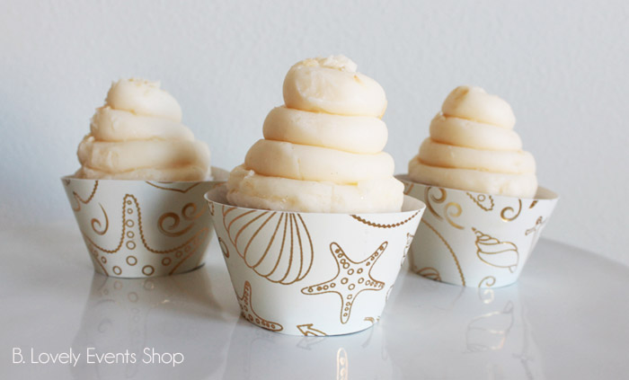 Gold Seashell Cupcake Wrappers - Get These For Your Celebration At B. Lovely Events Shop