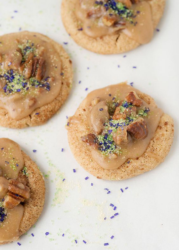 King cake cookies with prelene pecans! -See More Of The10 Best & Yummy Mardi Gras Recipes - B. Lovely Events