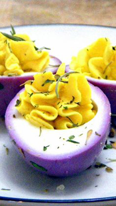 Mardi Gras Deviled Eggs-Such A Yummy Treat! -See More Of The10 Best & Yummy Mardi Gras Recipes - B. Lovely Events